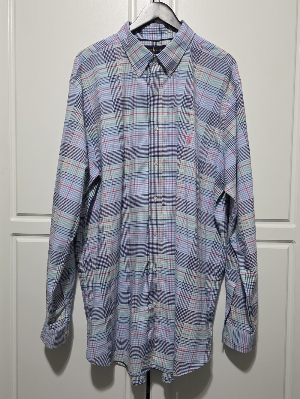 Ralph Lauren Performance Mens Plaid  Longsleeve Button Down Shirt w Pony Logo
